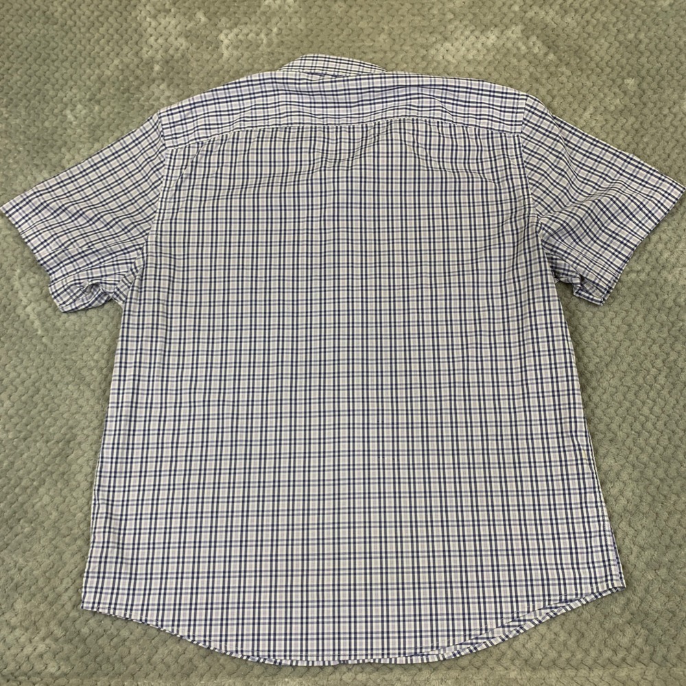 UNTUCKit Prunier Shirt Mens L Purple Plaid Stretch Short Sleeve Button Down - Picture 3 of 8